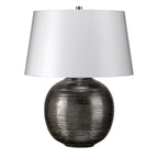 Elstead Caesar Table Lamp in Textured Silver Glaze and Silver Shade