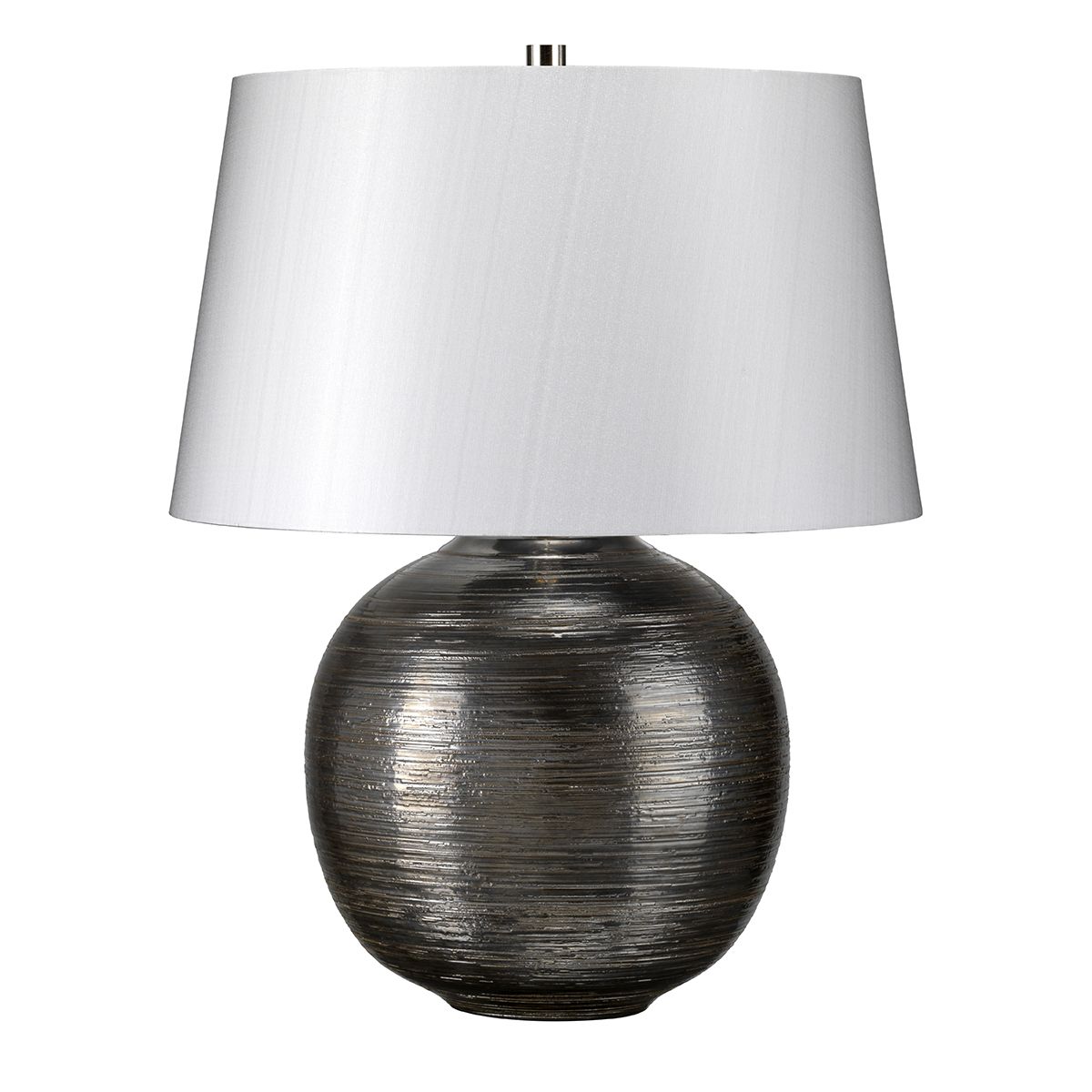 Elstead Caesar Table Lamp in Textured Silver Glaze and Silver Shade