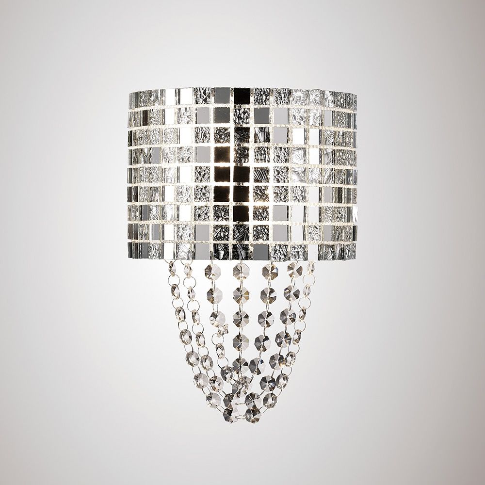 Diyas Camden 2 Light Wall Light in Polished Chrome with Mosaic Glass and Crystal