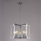 Diyas Canto 5 Light Pendant Light in Polished Nickel with Acrylic Frame