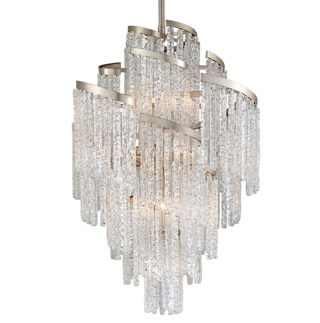 Corbett Mont Blanc Large 13 Light Pendant Light in Silver Leaf