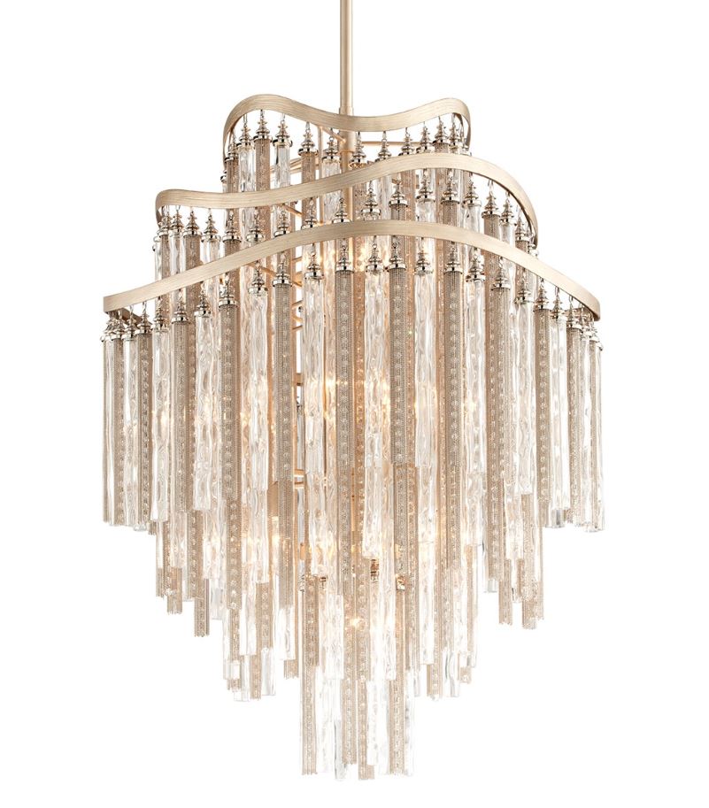 Corbett Chimera Large 10 Light Pendant Light in Silver Leaf