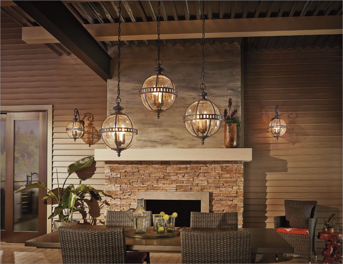 Kichler Halleron 3 Light Outdoor Pendant Lantern in Londonderry