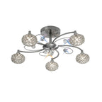 Diyas Cara 5 Light Semi Flush Ceiling Light in Satin Nickel with Crystal
