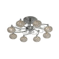 Diyas Cara 8 Light Semi Flush Ceiling Light in Satin Nickel with Crystal