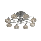 Diyas Cara 8 Light Semi Flush Ceiling Light in Satin Nickel with Crystal