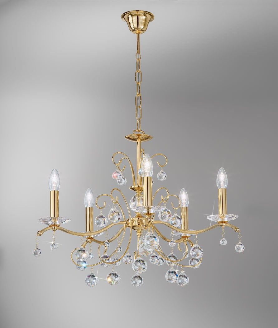 Kolarz 3234.85.3.KoT Carmen Crystal 5 Light Chandelier Gold Frame