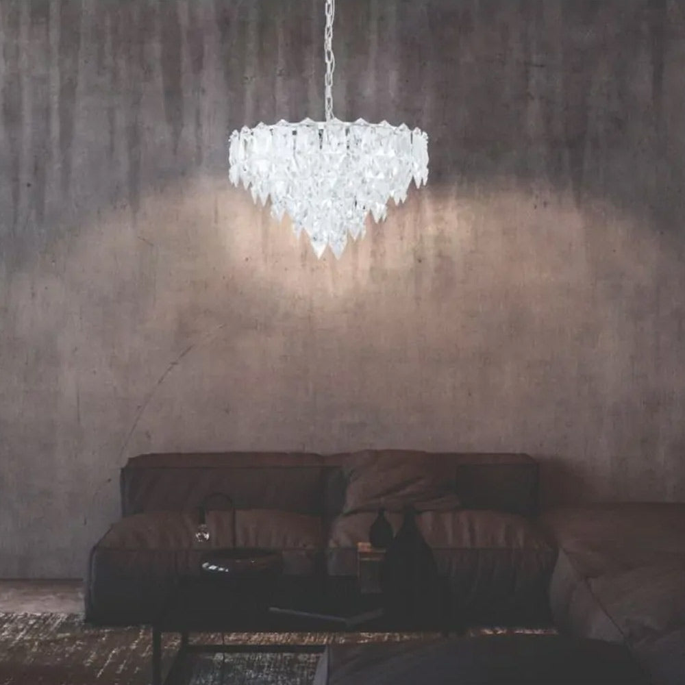 Eglo Stars of Light Carvario 10 Light Pendant Fitting Chrome with Clear Glass Crystals 39724