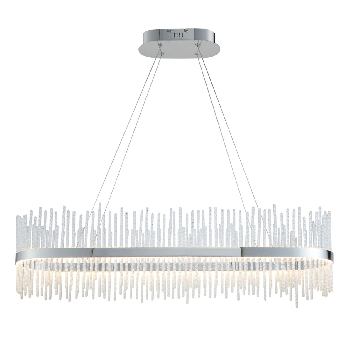 Caspen Garetta Linear Pendant Light Chrome Plate Clear Glass