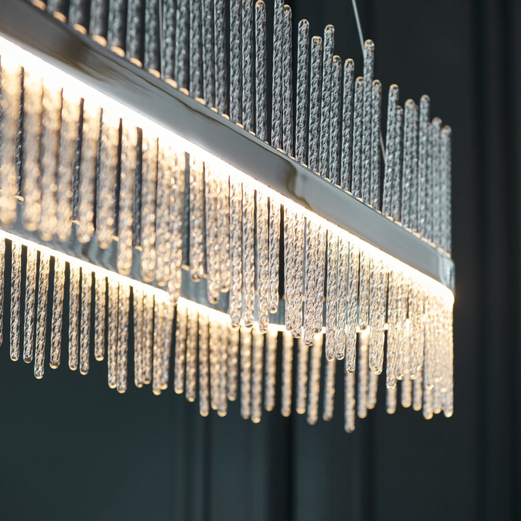 Caspen Garetta Linear Pendant Light Chrome Plate Clear Glass