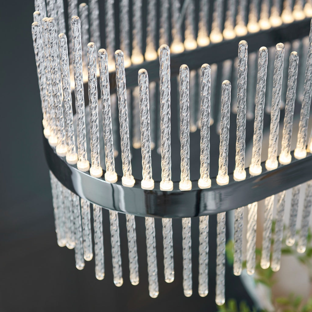Caspen Garetta Linear Pendant Light Chrome Plate Clear Glass
