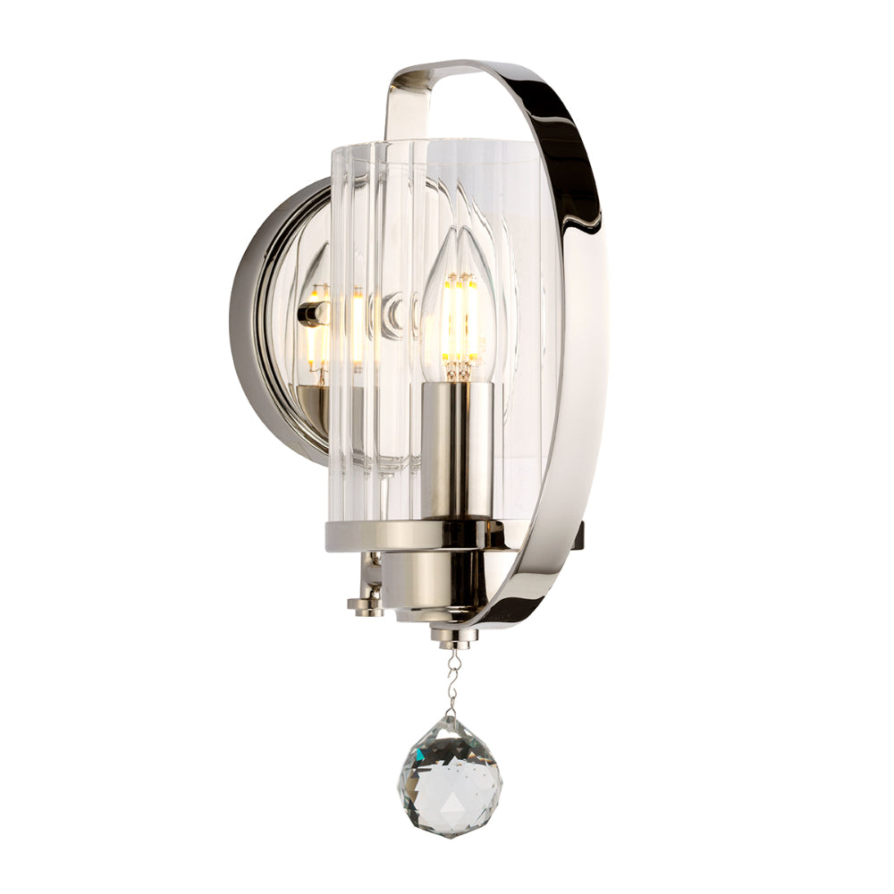 Elstead Cassie 1 Light Wall Light in Polished Nickel