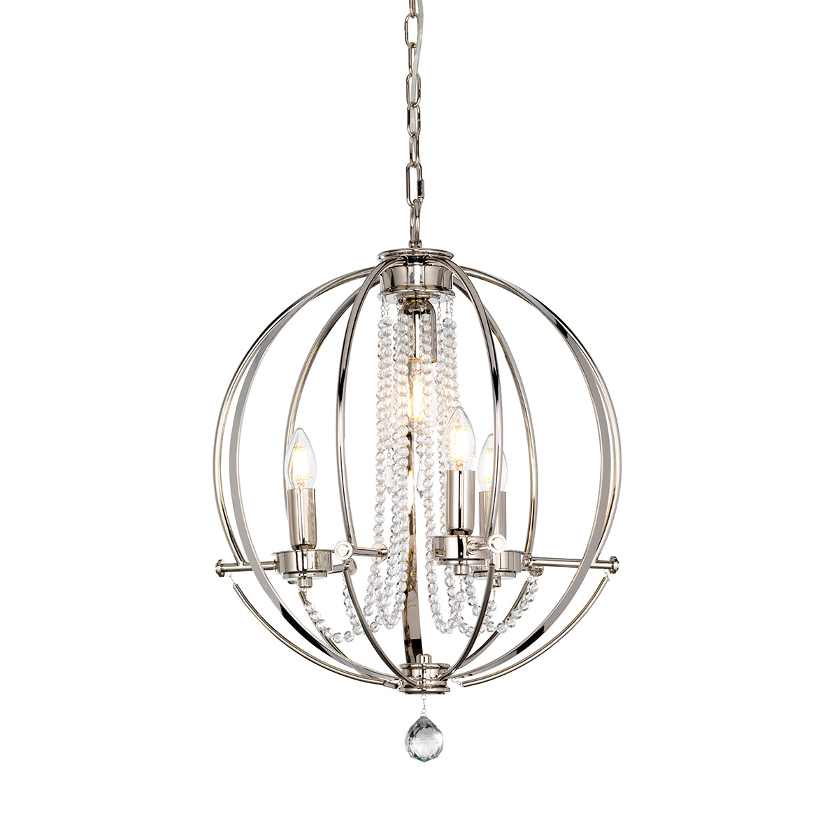 Elstead Cassie 4 Light Chandelier in Polished Nickel