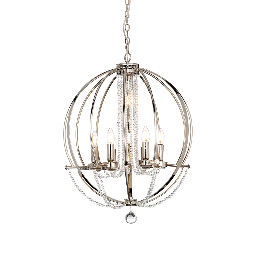 Elstead Cassie 7 Light Chandelier in Polished Nickel