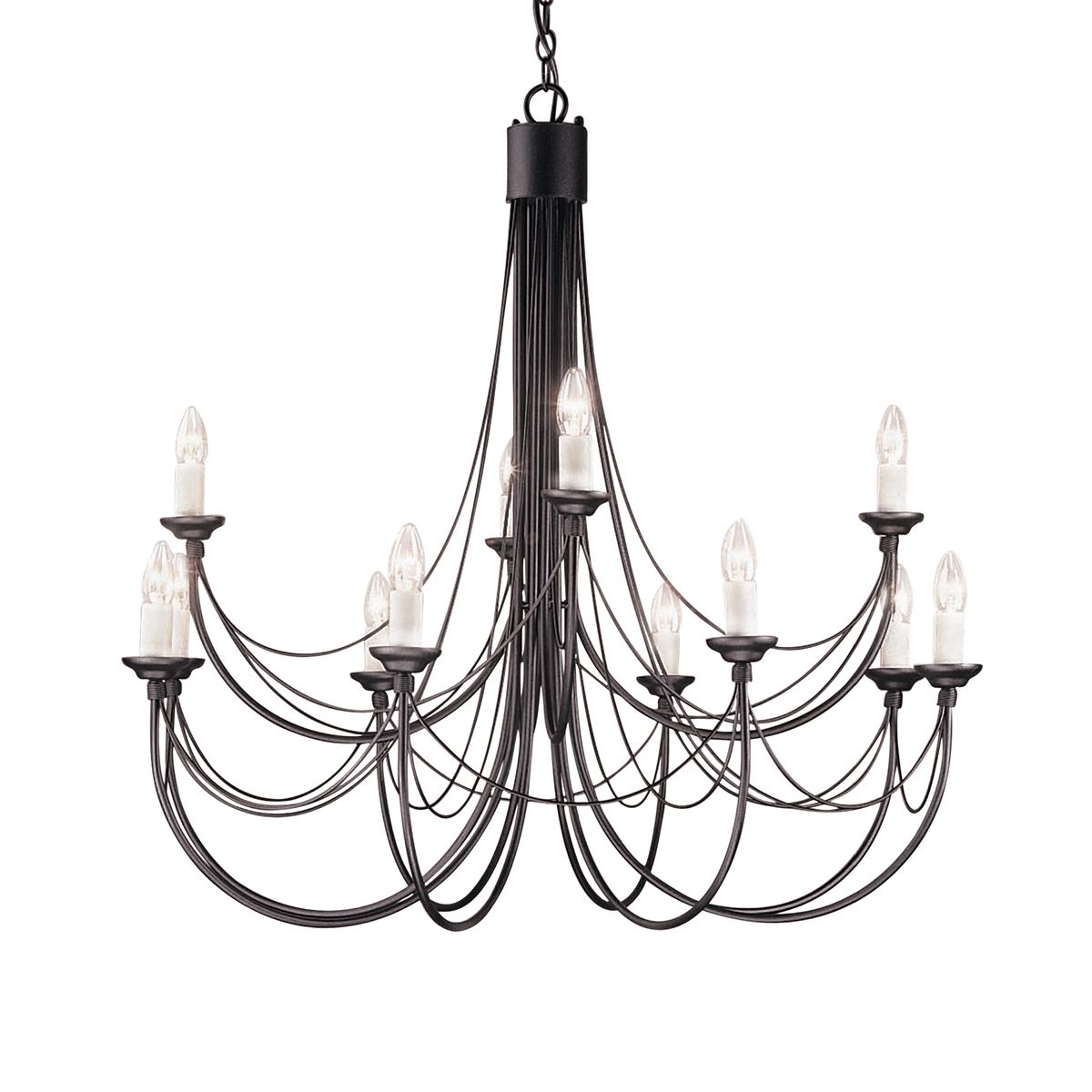Elstead Carisbrooke 12 Light Chandelier in Black