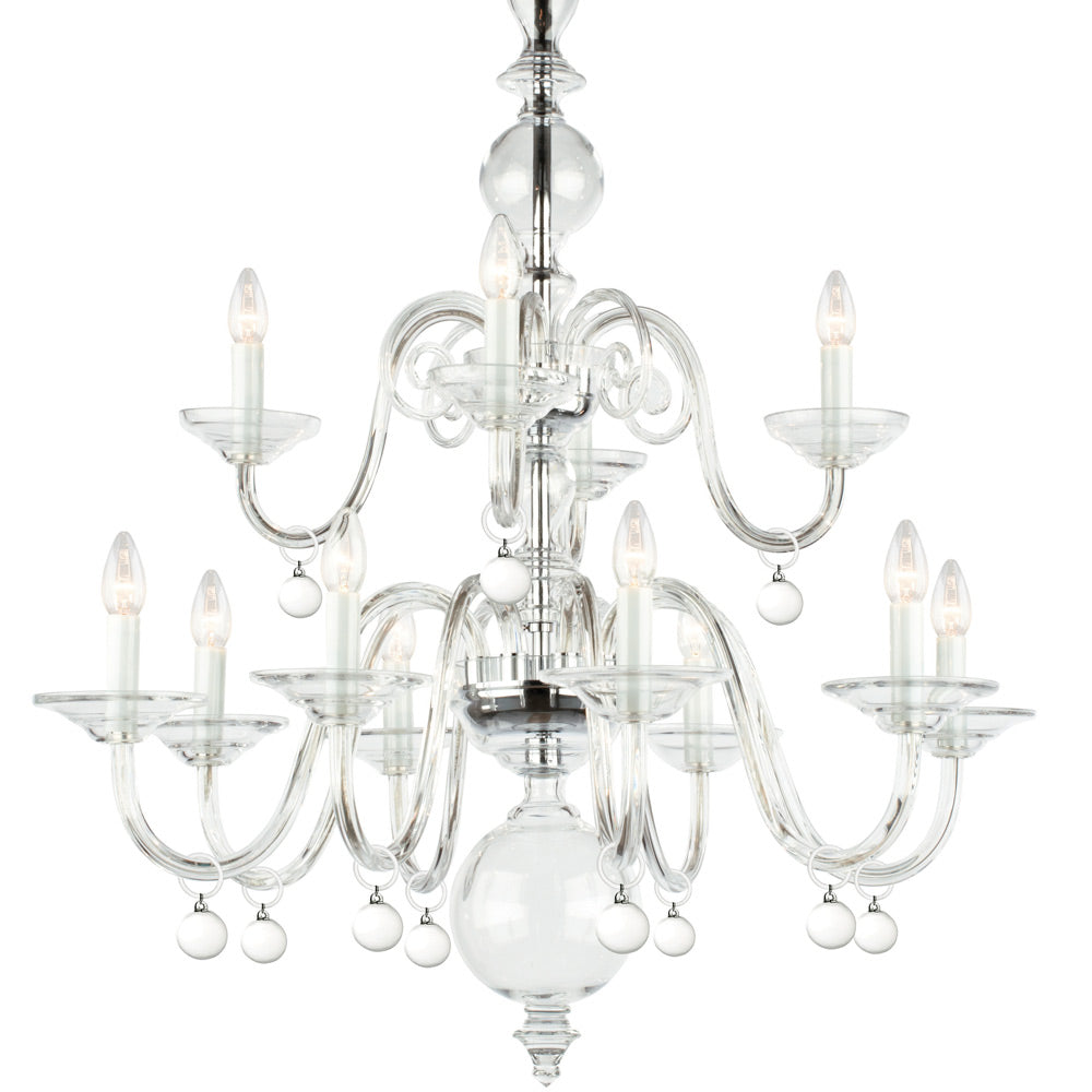 Novena Prato 12 Light 2-Tier Multi-Arm Fitting Chrome Clear Glass Frame CAS/905014