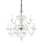 Novena Prato 12 Light 2-Tier Multi-Arm Fitting Chrome Clear Glass Frame CAS/905014