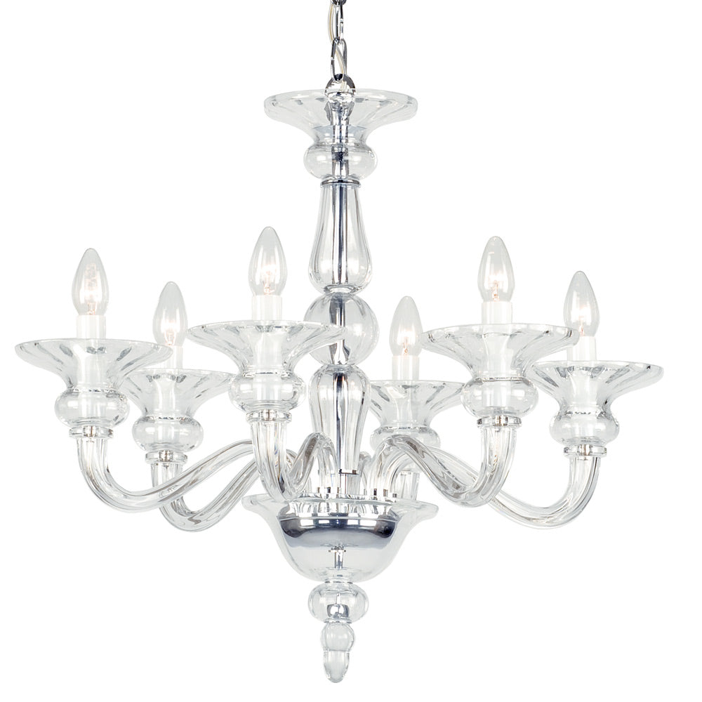 Novena Temu 6 Light Multi-Arm Fitting Chrome Clear Glass Frame CAS/905013