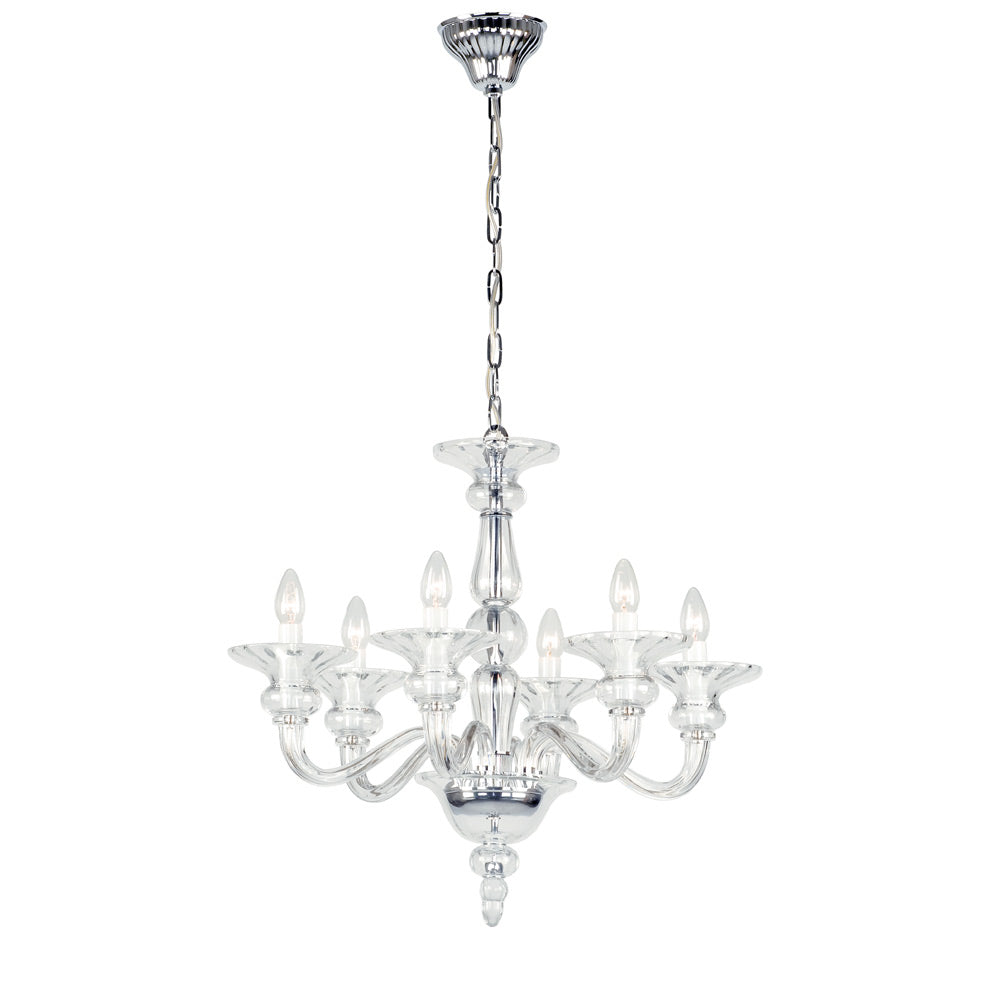 Novena Temu 6 Light Multi-Arm Fitting Chrome Clear Glass Frame CAS/905013