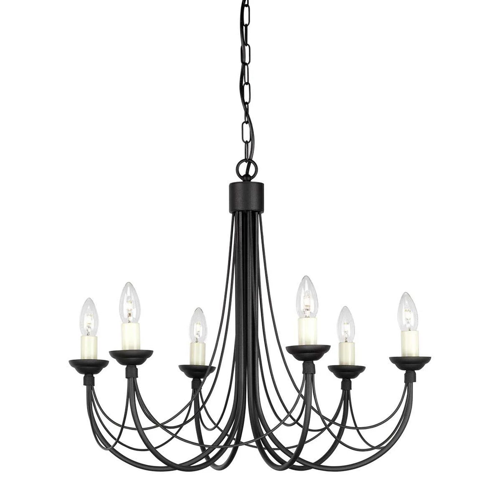 Elstead Carisbrooke 6 Light Chandelier in Black