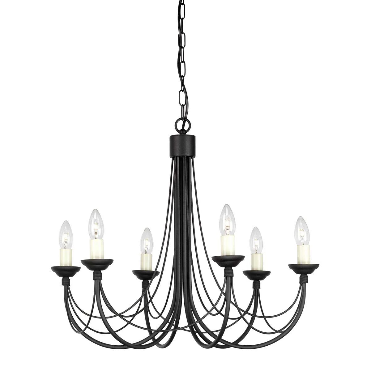 Elstead Carisbrooke 6 Light Chandelier in Black