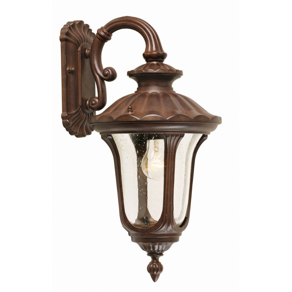Elstead Chicago Small 1 Light Down Wall Lantern in Rusty Bronze Patina