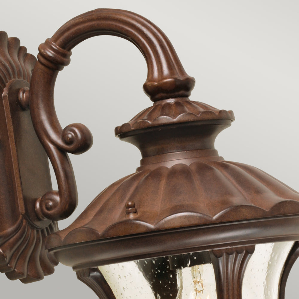 Elstead Chicago Small 1 Light Down Wall Lantern in Rusty Bronze Patina