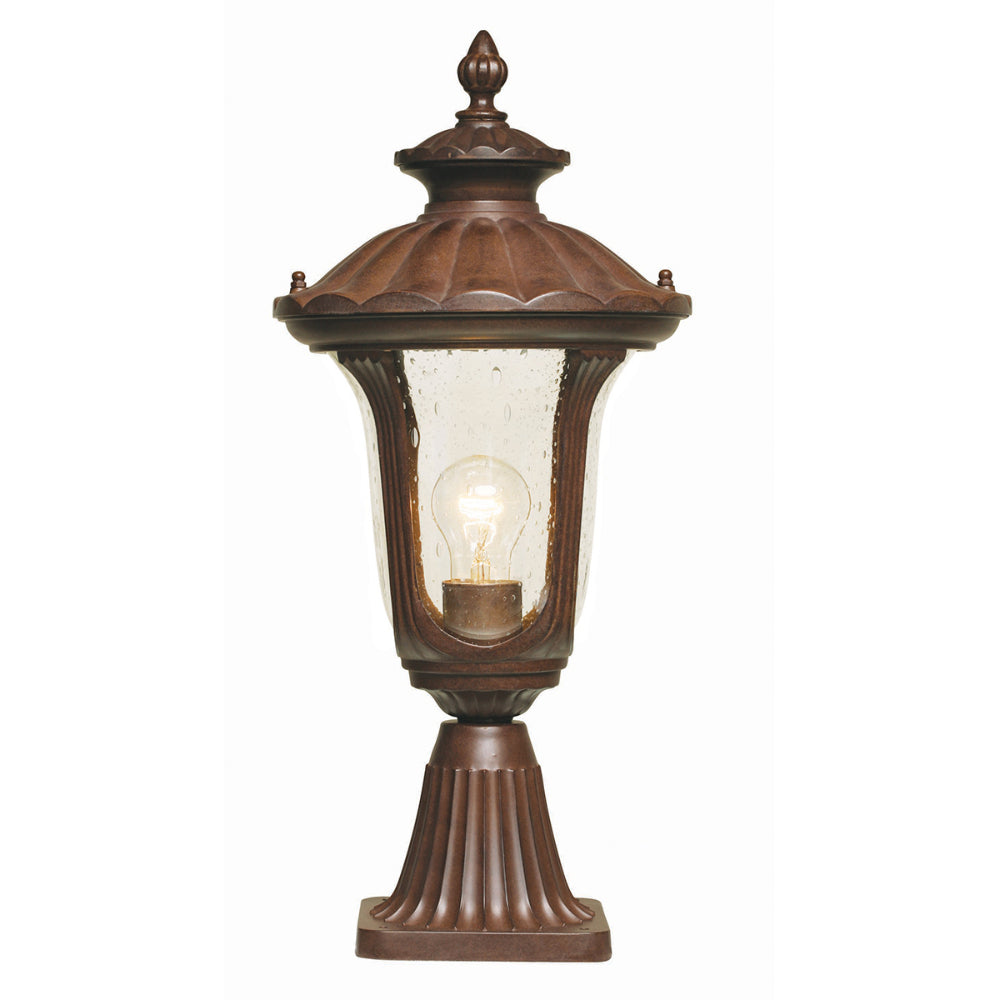 Elstead Chicago Small 1 Light Pedestal Lantern in Rusty Bronze Patina