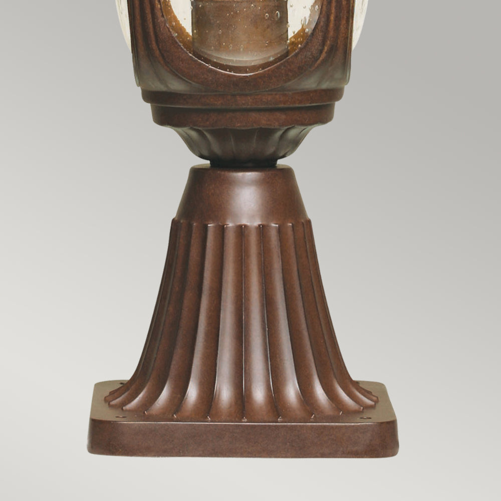Elstead Chicago Small 1 Light Pedestal Lantern in Rusty Bronze Patina