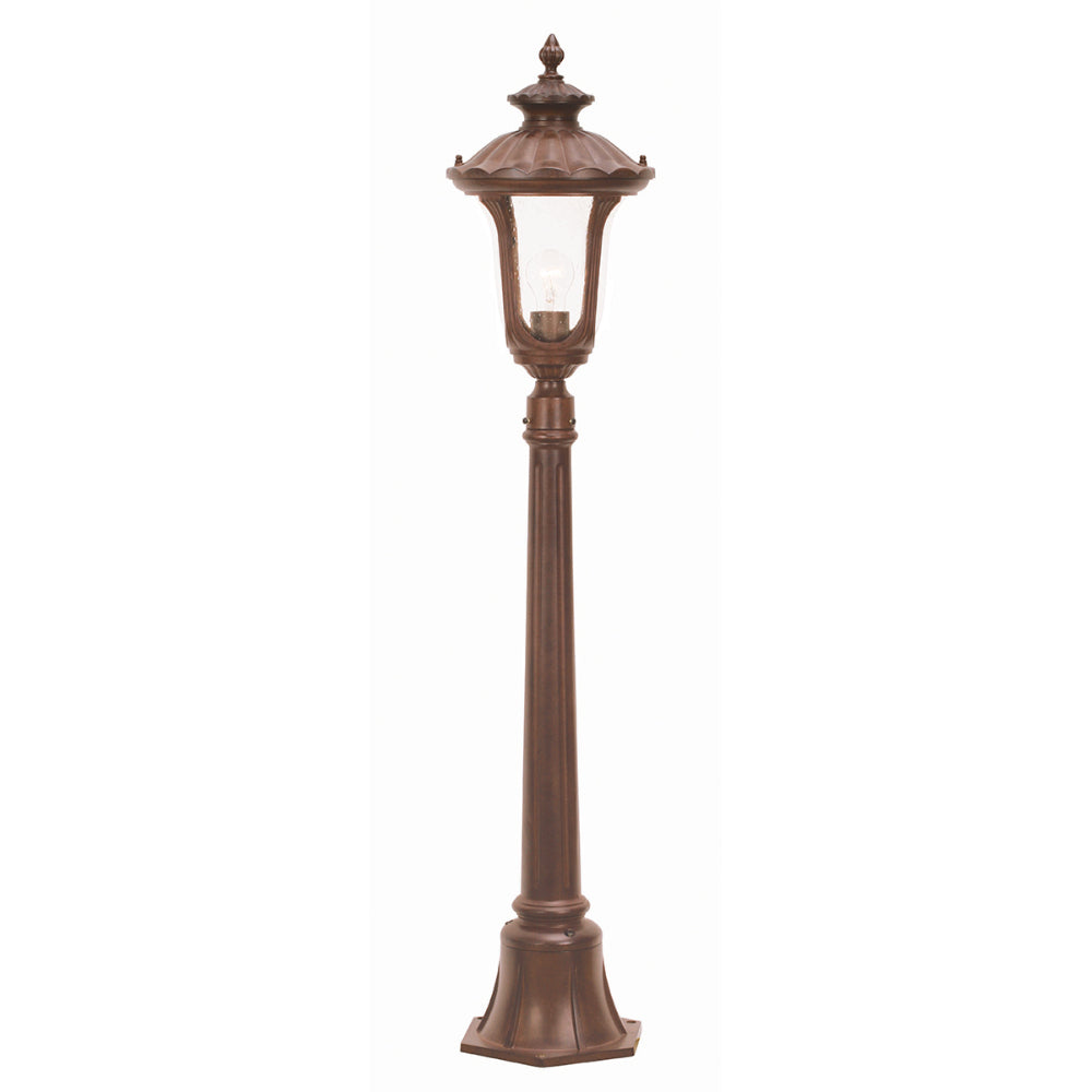 Elstead Chicago Small 1 Light Pillar Lantern in Rusty Bronze Patina