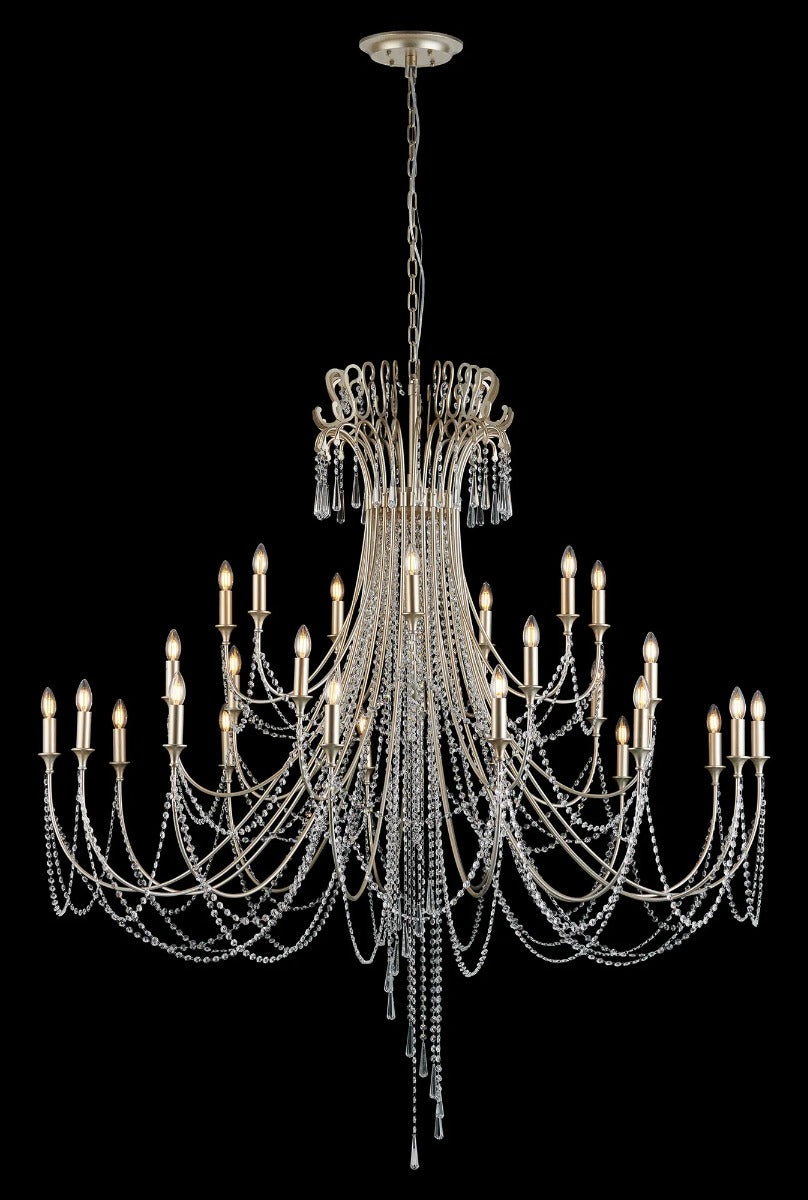 Diyas Celine 28 Light Chandelier in Aged Silver with Clear Crystal
