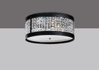 Diyas Celsa 4 Light Flush Ceiling Light in Polished Chrome with Black Faux Leather and Crystal