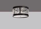 Diyas Celsa 3 Light Flush Ceiling Light in Polished Chrome with Dark Brown Faux Leather and Crystal