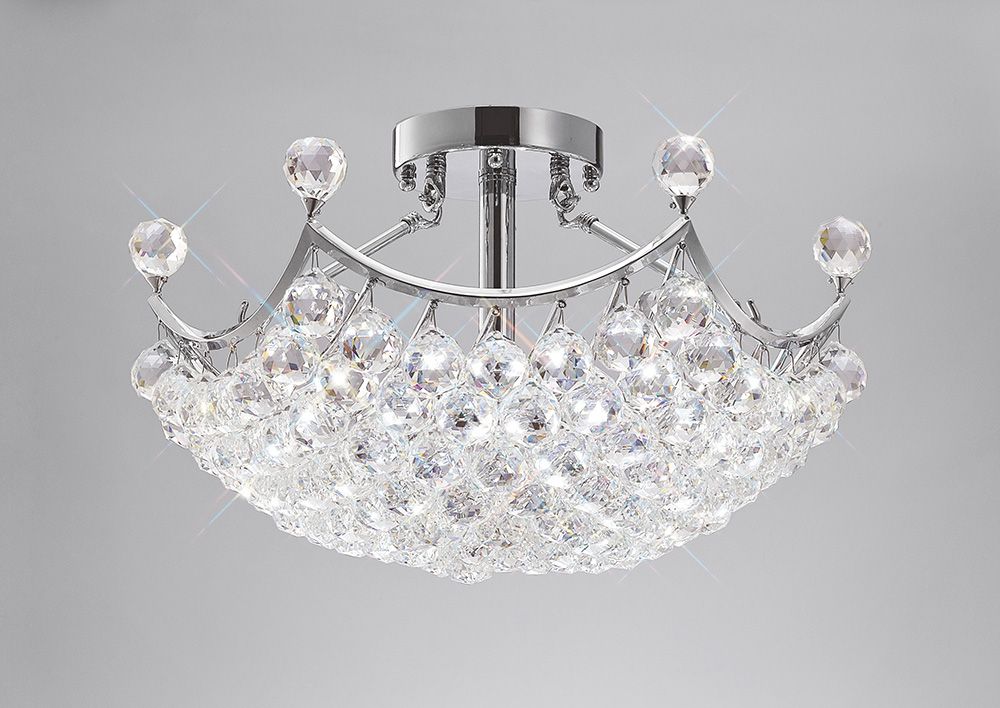 Diyas Cesto 6 Light Semi Flush Ceiling Light in Polished Chrome with Crystal