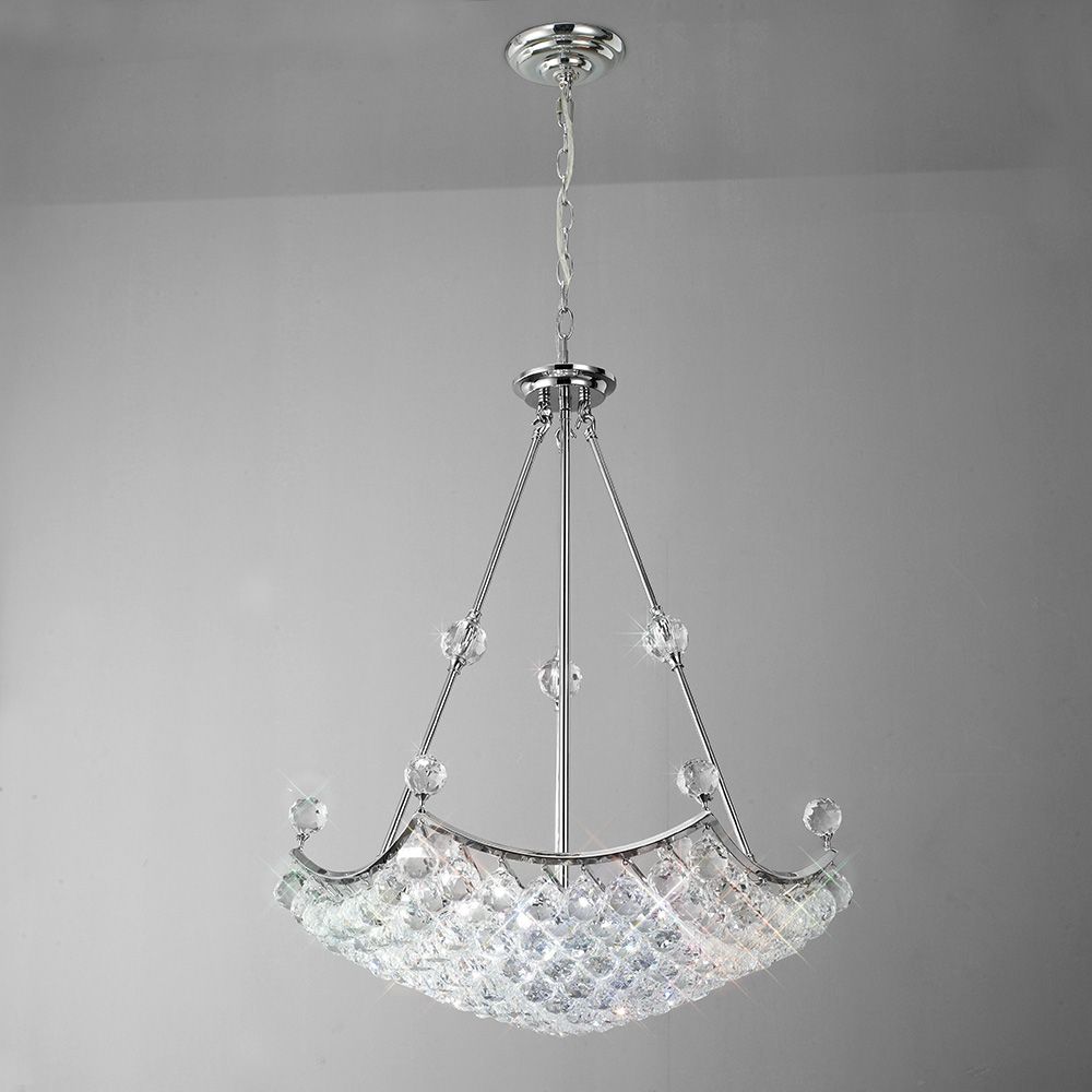 Diyas Cesto 10 Light Pendant Light in Polished Chrome with Crystal