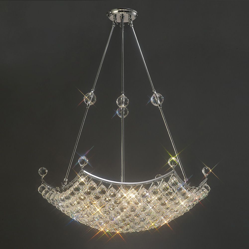 Diyas Cesto Large 12 Light Pendant Light in Polished Chrome with Crystal