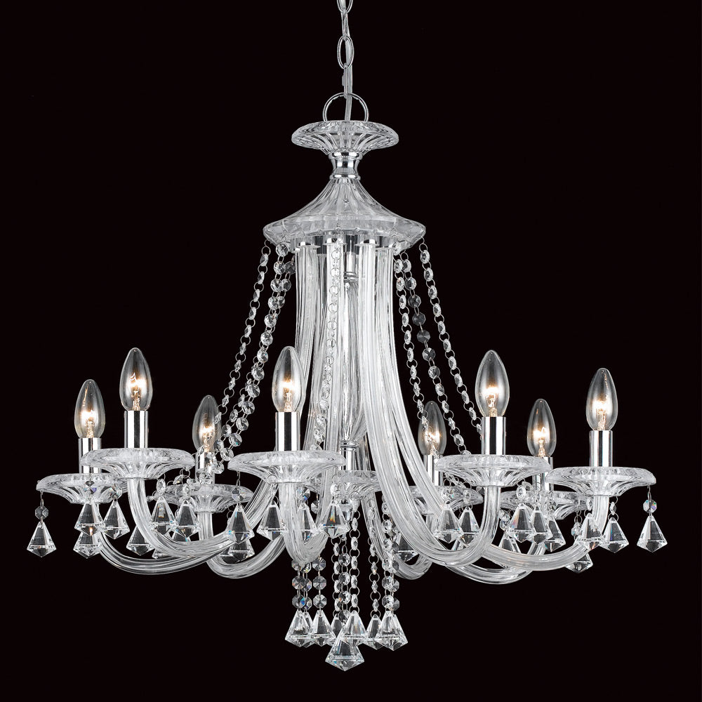 Novena Carmelo 8 Light Crystal Chandelier Chrome