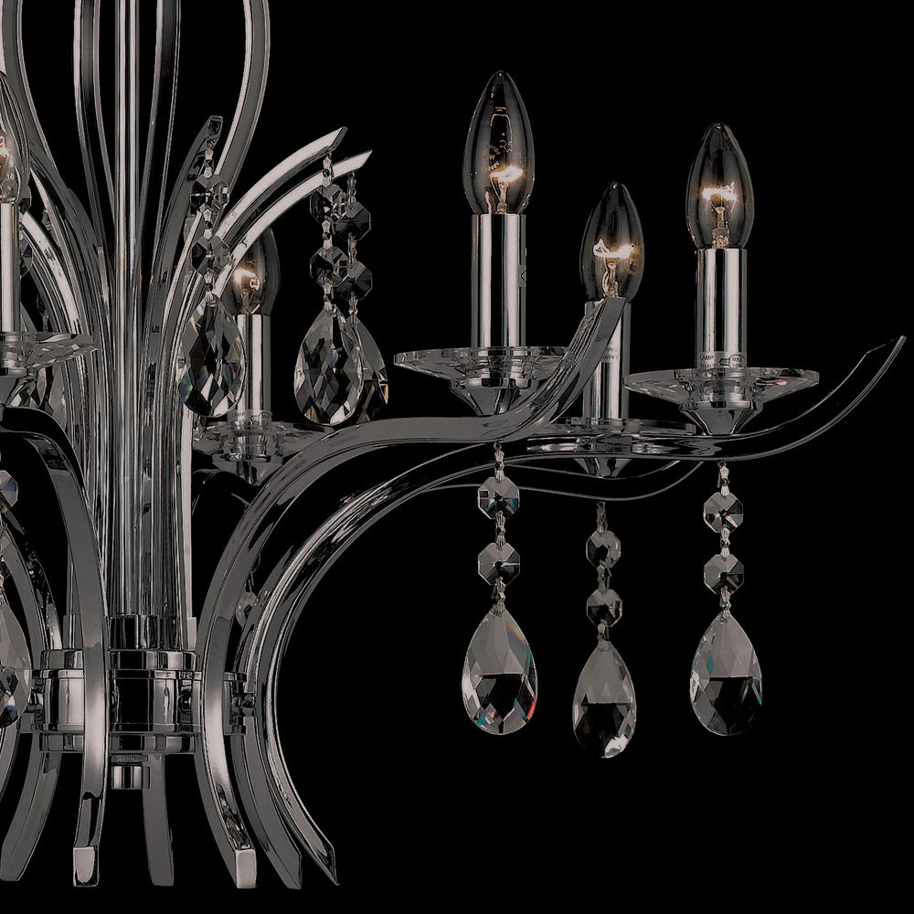 Novena Tovazza 8 Light Pendant Light with Crystal Droplets in Gunmetal