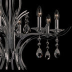 Novena Tovazza 8 Light Pendant Light with Crystal Droplets in Gunmetal