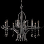 Novena Tovazza 8 Light Pendant Light with Crystal Droplets in Gunmetal