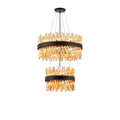 Regent Chatou 2 Tier 28 Light Pendant Light - Satin Black / Amber