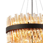 Regent Chatou 2 Tier 28 Light Pendant Light - Satin Black / Amber