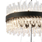 Regent Chatou 2 Tier 28 Light Pendant Light - Satin Black / Clear