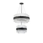 Regent Chatou 2 Tier 28 Light Pendant Light - Satin Black / Clear