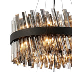 Regent Chatou 2 Tier 28 Light Pendant Light - Satin Black / Smoke