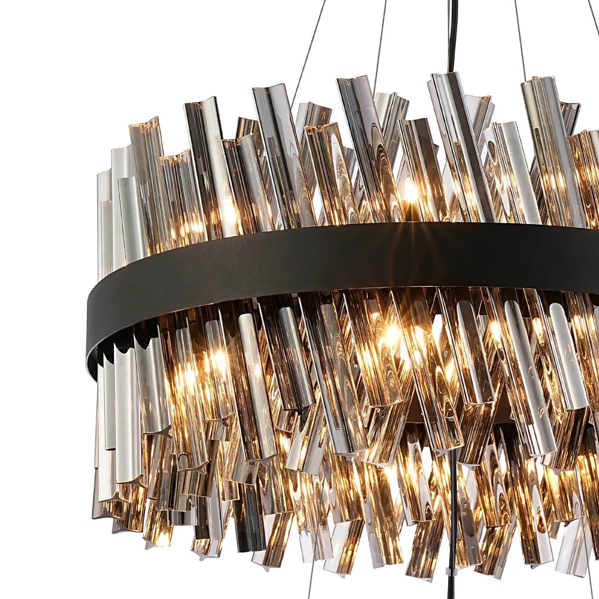 Regent Chatou 2 Tier 28 Light Pendant Light - Satin Black / Smoke