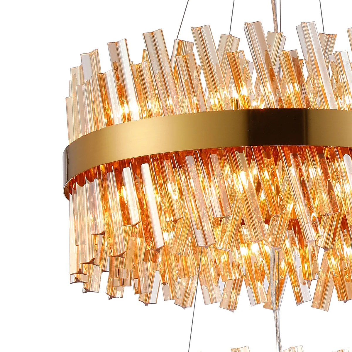 Regent Chatou 2 Tier 28 Light Pendant Light - Brass / Amber
