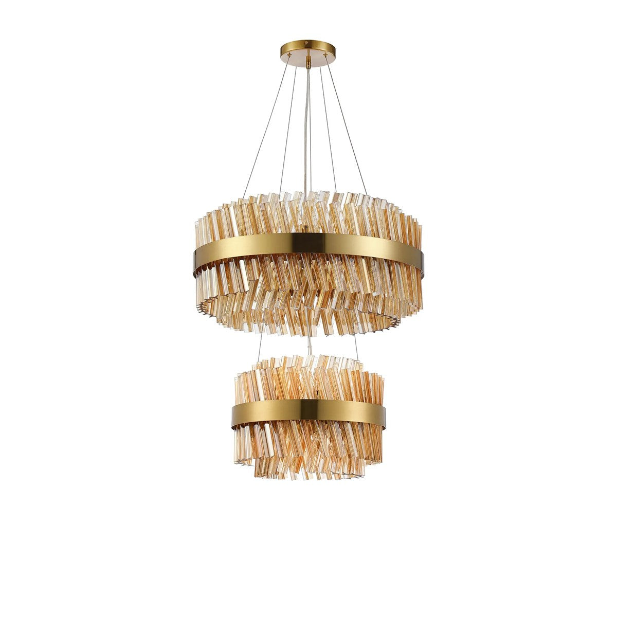 Regent Chatou 2 Tier 28 Light Pendant Light - Brass / Amber