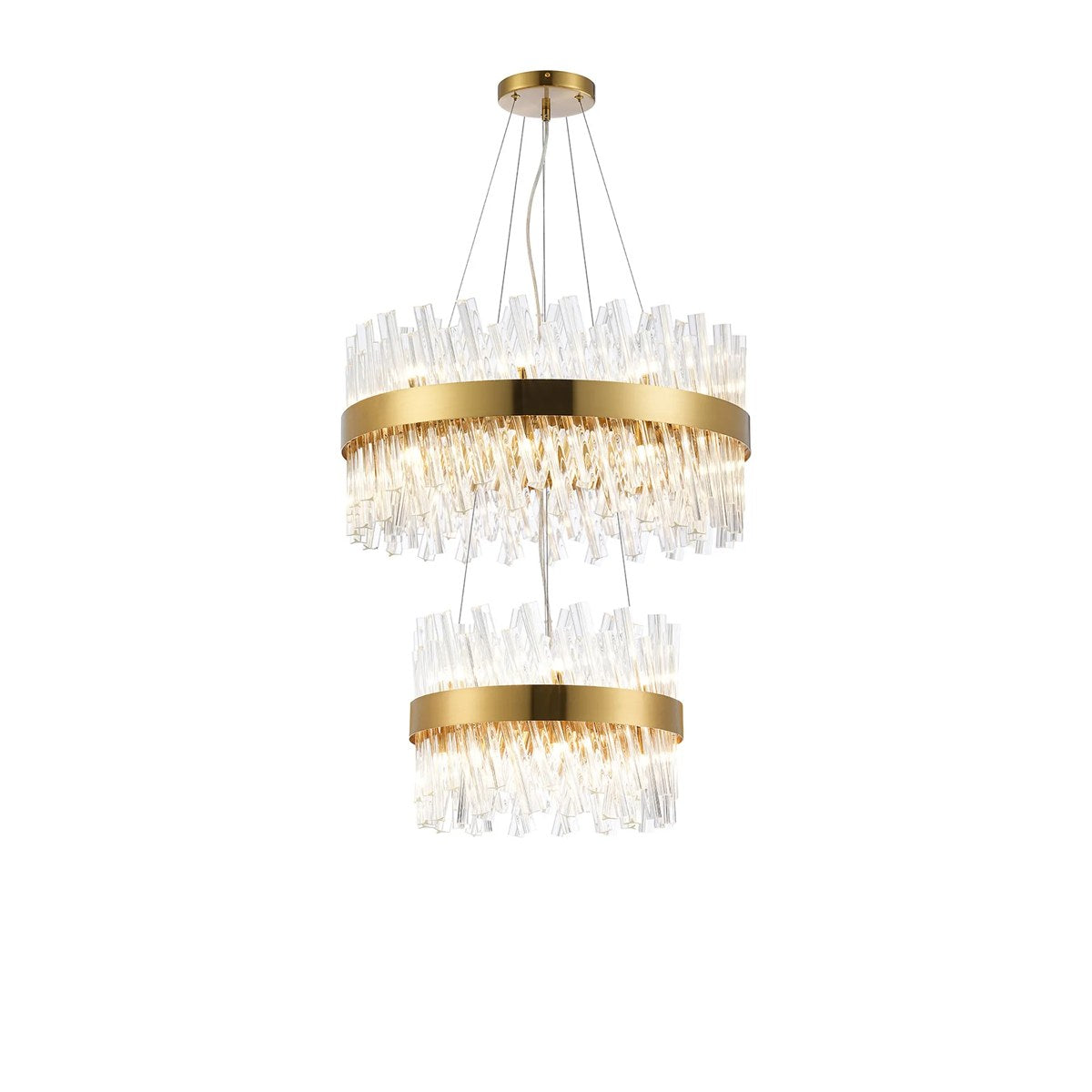 Regent Chatou 2 Tier 28 Light Pendant Light - Brass / Clear