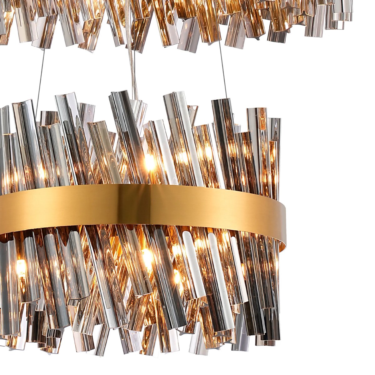 Regent Chatou 2 Tier 28 Light Pendant Light - Brass / Smoke
